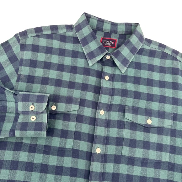 UNTUCKit Other - UNTUCKit Vigouroux WF Slim Fit Flannel Shirt Mens XL Green Navy Buffalo Check